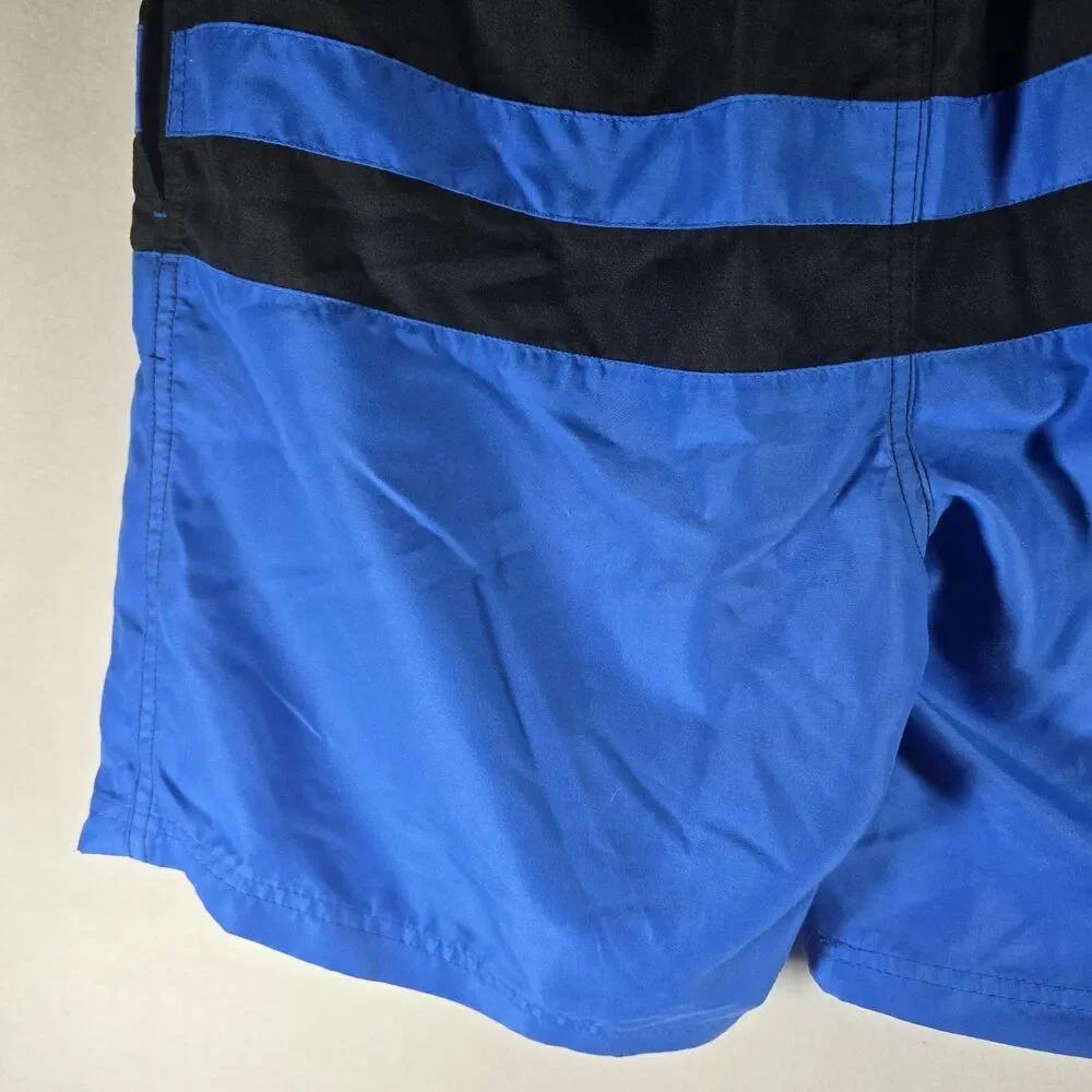 George Mens Swim Trunks Medium Blue And Black, Sizes 32-34